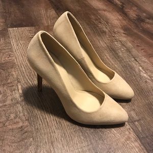 Nude suede heels
